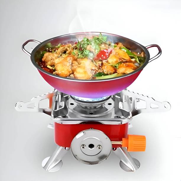 rich mart Folding Gas Stove And Picnic Butane Gas Burner For Outdoor Camping, Travelling Stainless Steel Manual Gas Stove
