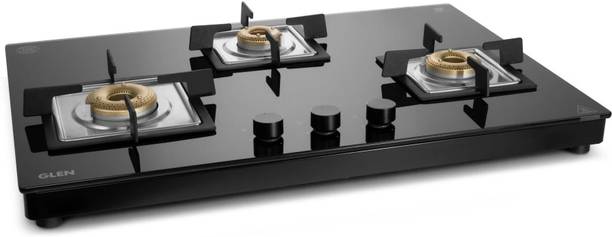 Glen Ultra Slim Free Standing Hob|Toughened Glass|Forged Brass Burner|Auto Ignition Glass Automatic Hob
