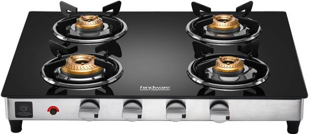 Hindware Smart Appliances Armo PLUS GL 4B AI. Glass, Stainless Steel Automatic Gas Stove