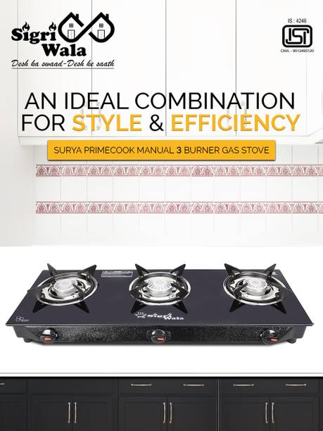 Sigri-wala Manual Cute Plain PNG Glass Manual Gas Stove