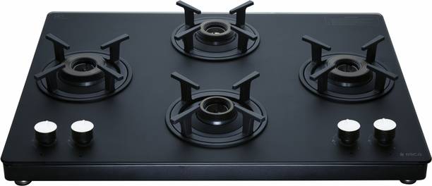 Elica SBF MATT LOTUS TKN 694 CT VETRO 2J BK Glass Manual Gas Stove
