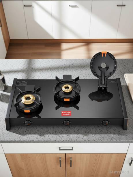 Prestige GTSB 03 black toughened glass top Glass Manual Hob