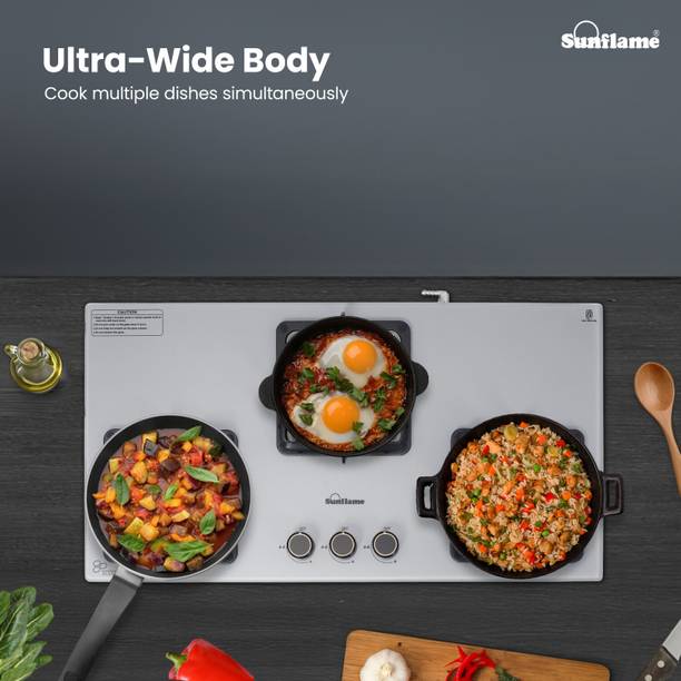 Sunflame Glass Automatic Hob  (3 Burners)
