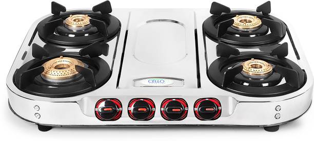 CELLO High Powered Brass Burners with Manual Ignition, ISI Certified Stainless Steel Manual Gas Stove