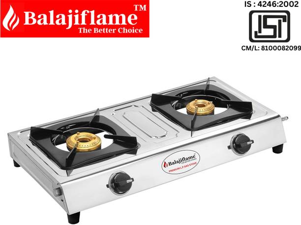 Balajiflame Classic SS 2 Burner Stainless Steel Manual Gas Stove