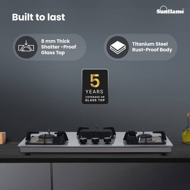 Sunflame Glass Automatic Hob  (3 Burners)