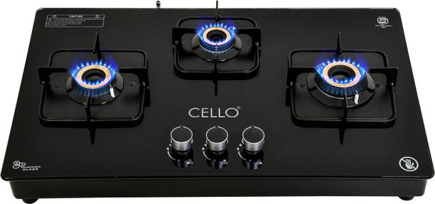 सेलो Crysta Automatic Ignition Hob Top 8 MM Black ऑटोमैटिक गैस चूल्हा