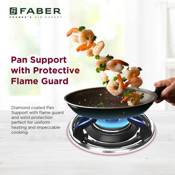 FABER COOKTOP JAWA 4BB AURA|Powder Coated Pan Support|Nylon Knobs|Spill Proof| Glass Manual Gas Stove