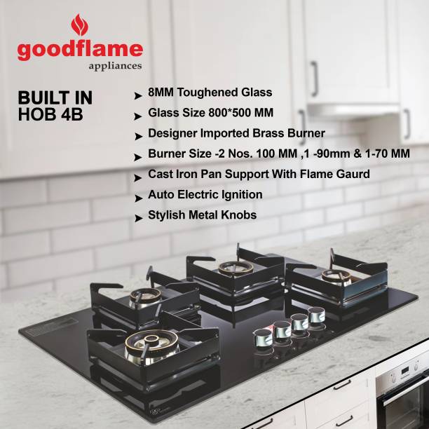 goodflame Built in Hob 4 Burner Imp. Blk Glass Automatic Built in Hob gas stove Glass Automatic Hob