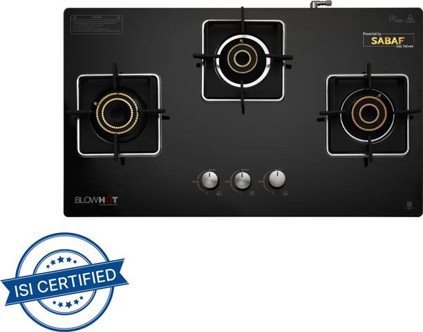 BLOWHOT Quartz Automatic Hybrid Design 3 High Performance Burner Toughened Glass, Iron Automatic Gas Stove