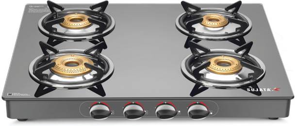 SUJATA 9 Years Warranty| 5G Designed Forged Brass Burner, LPG & PNG Compatible Standard Glass Manual Gas Stove