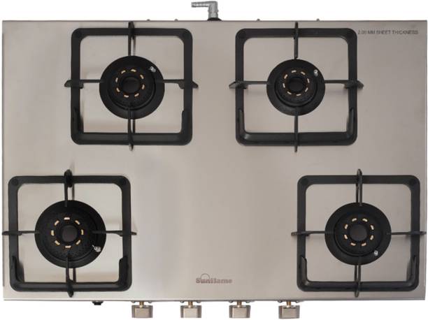 Sunflame Sunflame 4 Burner AI Slim Gas Stove with 2MM SS Metallic Body, Forged Burners Stainless Steel Automatic Gas Stove (4 Burners)