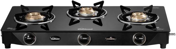 Sunflame Diamond 3 Burner Gas Stove Glass Manual Gas Stove