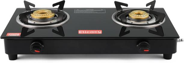 Elicacy Toughened Glass Gas Stove Cooktop Manual LPG Gas Glass Manual Gas Stove