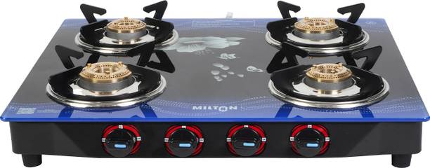 Premium Manual Ignition LPG Stove - (ISI Certified, Door Step Service) Blue ग्लास मैनुअल गैस चूल्हा