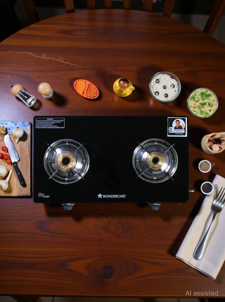 WONDERCHEF Ruby 2 Burner Glass Manual Gas Stove