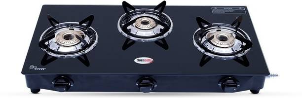 Hornbills ISI Certified LPG Premium Heavy Pan Support Toughened Glass Stainless Steel Manual Gas Stove