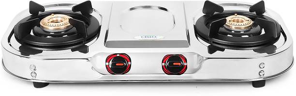 CELLO Coral High Powered Brass Burners with Manual Ignition, ISI Certified Stainless Steel Manual Gas Stove