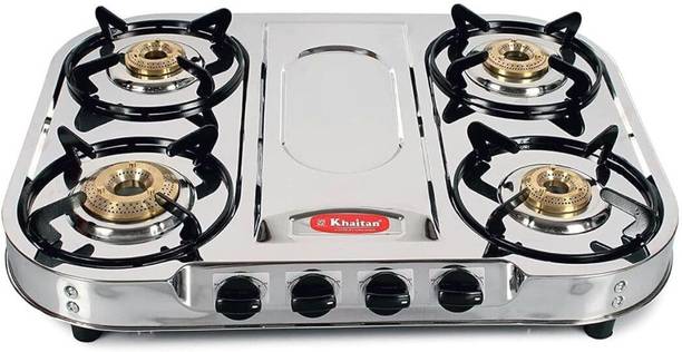 Khaitan 4 Burner Draw "FT" Stainless Steel Manual Gas Stove