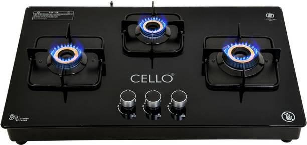 CELLO Crysta Manual Ignition Hob Top 8 MM Glass Manual Gas Stove