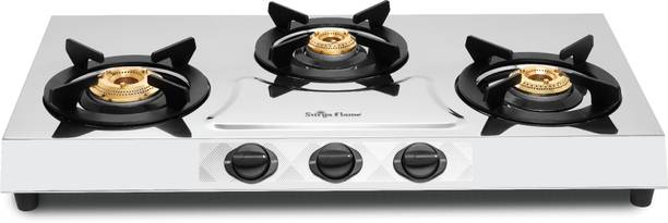 Suryaflame Olympus 3 Burner Stainless Steel 2 Year Doorstep Service Stainless Steel Manual Gas Stove