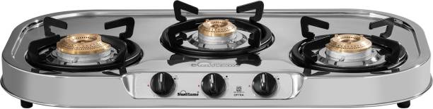 Sunflame Optra 3 Burner Gas Stove Stainless Steel Manual - Home Service Stainless Steel Manual Gas Stove