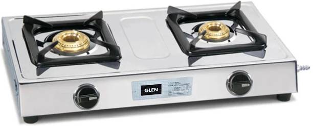 Glen 2 Burner Stainless Steel PNG Gas Stove With Brass Burner Stainless Steel Manual Gas Stove