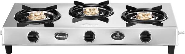 Sunflame 3 BURNER GAS STOVE CHAMPION STAINLESS STEEL Stainless Steel Manual Gas Stove
