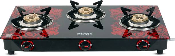 MILTON Premium Ignition LPG Stove - (ISI Certified, Door Step Service) Red Glass Manual Gas Stove