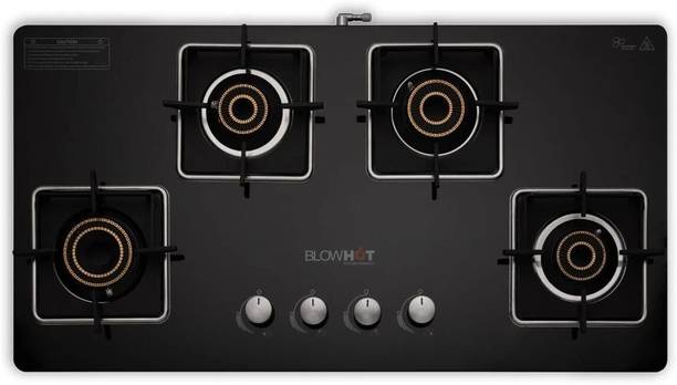 ब्लोहॉट Quartz Auto Ignition Hybrid Design 4 High Performance Brass Burner Toughened ऑटोमैटिक गैस चूल्हा