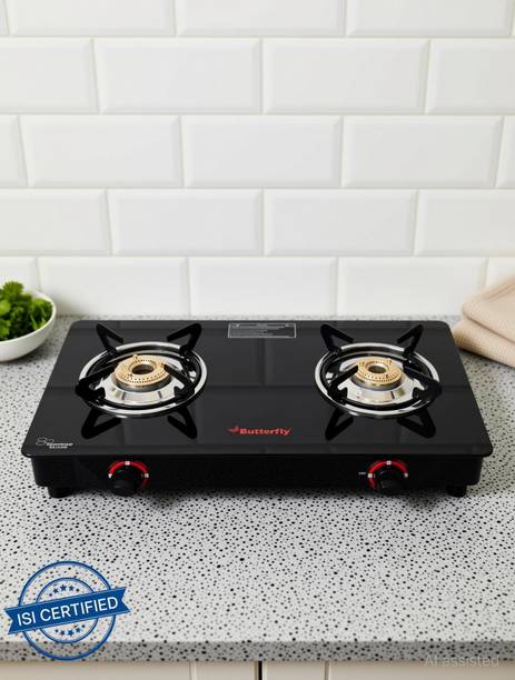 Duo 2 Gas Burner ग्लास मैनुअल गैस चूल्हा