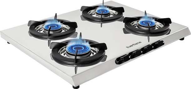 Everflame Pearl 4 Burner Gas Stove | NextGen 5G Technology | ISI Approve | 2 Year Warranty Stainless Steel Manual Gas Stove