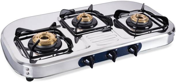Glen 3 Burner 1037 SS BB with High Flame Burners Stainless Steel Manual Gas Stove
