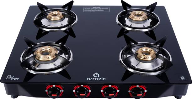 arrozic Arrow 4 Burner Black Stainless Steel Manual Gas Stove