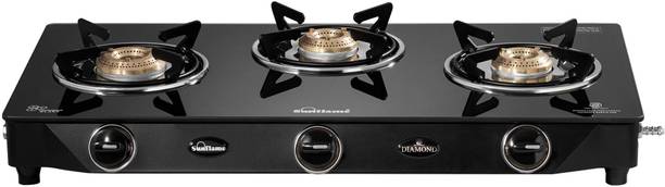 Sunflame Diamond 3 Burner Gas Stove Glass Manual Gas Stove