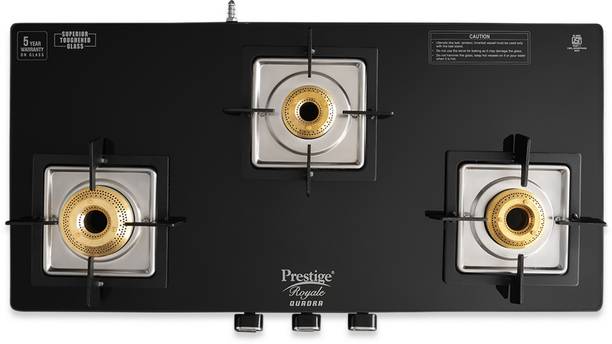 Prestige Royale Quadra|3-Way Nozzle Design|Tri-Pin Jumbo Burner|Superior Toughened Glass Manual Gas Stove