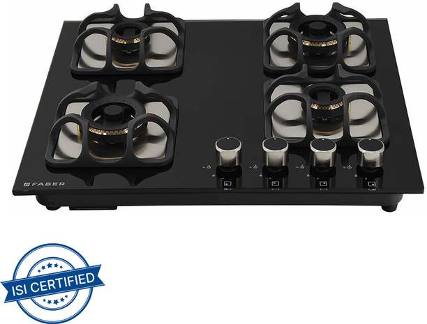 फेबर Hob/Hobtop IMPERIA PLUS 604 BRB CI BK ग्लास ऑटोमैटिक गैस चूल्हा