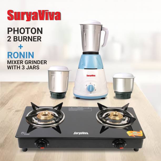 SURYAVIVA Photon 2B Combo mixer ronin 3 jar 500 watt Glass Manual Gas Stove