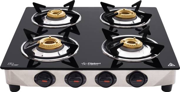 Flipkart SmartBuy Regalia 4 Burners Glass, Stainless Steel Manual Gas Stove
