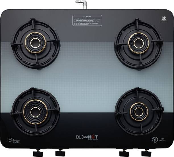 ब्लोहॉट Sapphire 4 Tornado Brass 5G Burners, 5-Year Warranty, Premium Design, Toughened मैनुअल गैस चूल्हा