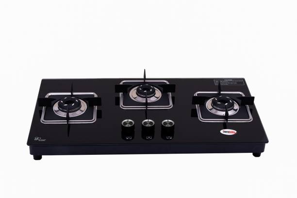 Hornbills HOB Design Mild Steel FRAME Square Pan Support ALLOY BLACK Burner Stainless Steel, Glass Manual Gas Stove