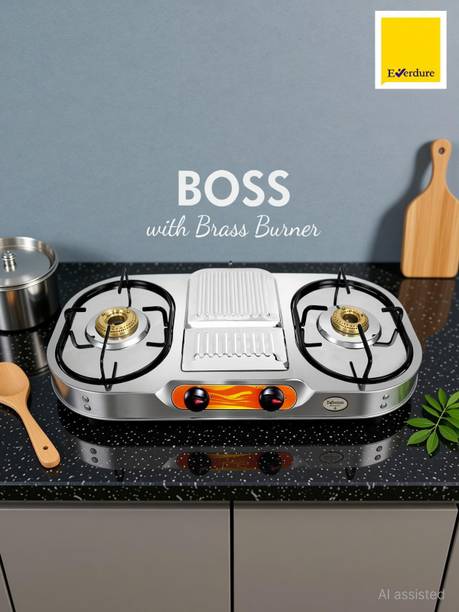 Everdure 2 Burner Double Decker (Brass Burner) Stainless Steel Manual Gas Stove