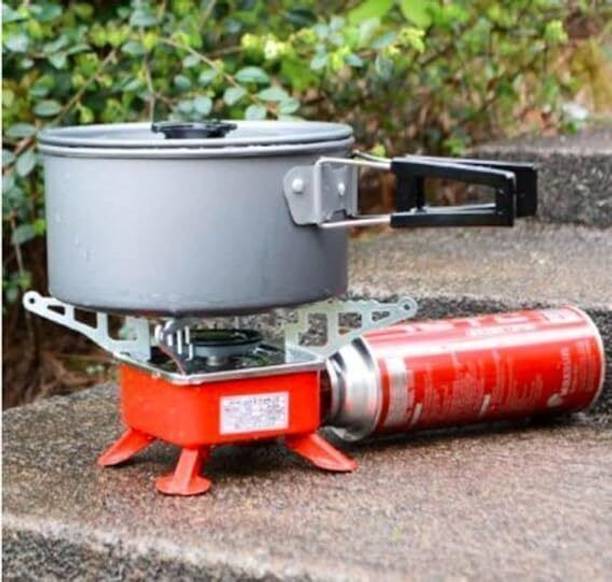 DREZII Portable Small Gas Stove, Camping Butane for Travelling, Mini Stove Aluminium Manual Butane Gas Stove