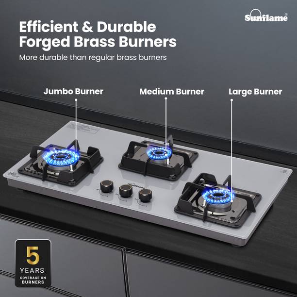 Sunflame Glass Automatic Hob  (3 Burners)