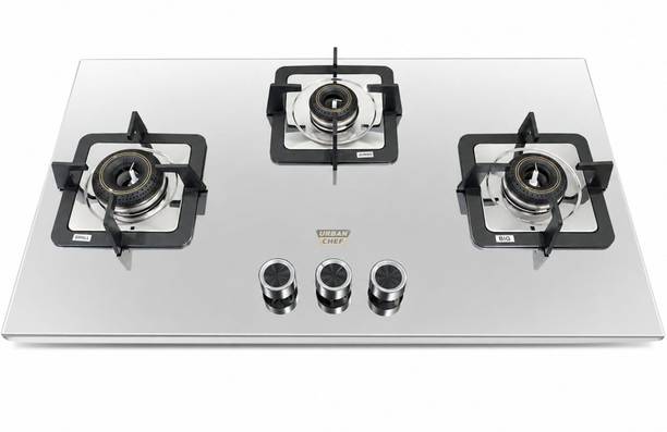 Urban Chef Gas Stove 3 Burner | Gas Chulha for Kitchen | ISI Certified | Imperia Gas Stove| Stainless Steel Manual Hob