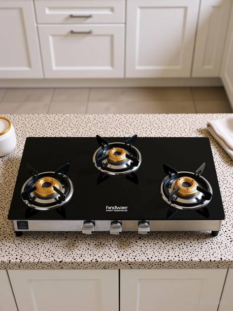 Hindware Smart Appliances ARMO Plus GL 3B Glass, Stainless Steel Manual Gas Stove