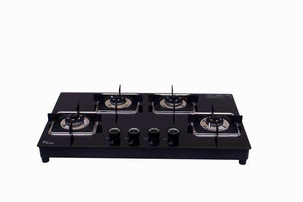 Hornbills LPG HOB Design Mild Steel FRAME Square Pan Support Cast Iron Burner Top Stainless Steel, Glass Automatic Gas Stove