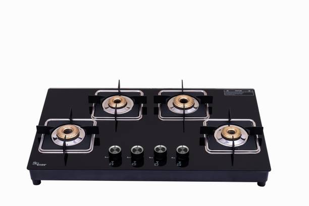 Hornbills LPG HOB Design Mild Steel FRAME Square Pan Support Cast Iron Burner Top Stainless Steel, Glass Manual Gas Stove