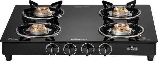 Sunflame LPG STOVE GT 4B DIAMOND BK Glass Manual Gas Stove