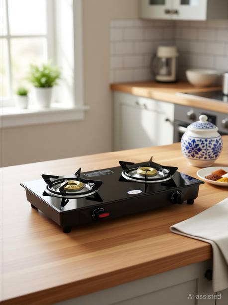 Everdure 2 Burner Elite| 6mm Toughened Glass Top | Brass Burners | ISI Certified Glass Manual Gas Stove